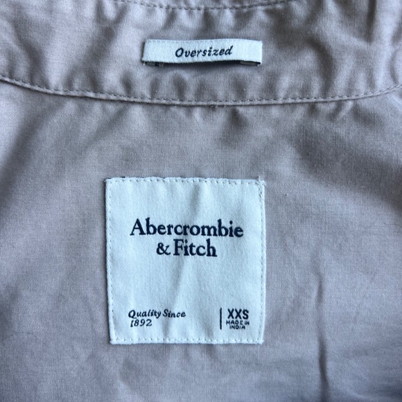 Abercrombie & Fitch Oversized Poplin Button-Up Shirt Size XXS Soft Camel - Picture 5 of 6